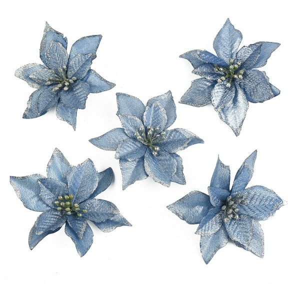 Christmas Poinsettia Flowers 15Cm Small Floral Decorations For Tree Wreath With