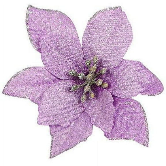 Christmas Poinsettia Flowers, Viworld 20 Pcs Artificial Flowers Glitter Poinsettia Christmas Tree Ornaments for Christmas Decorations, Purple