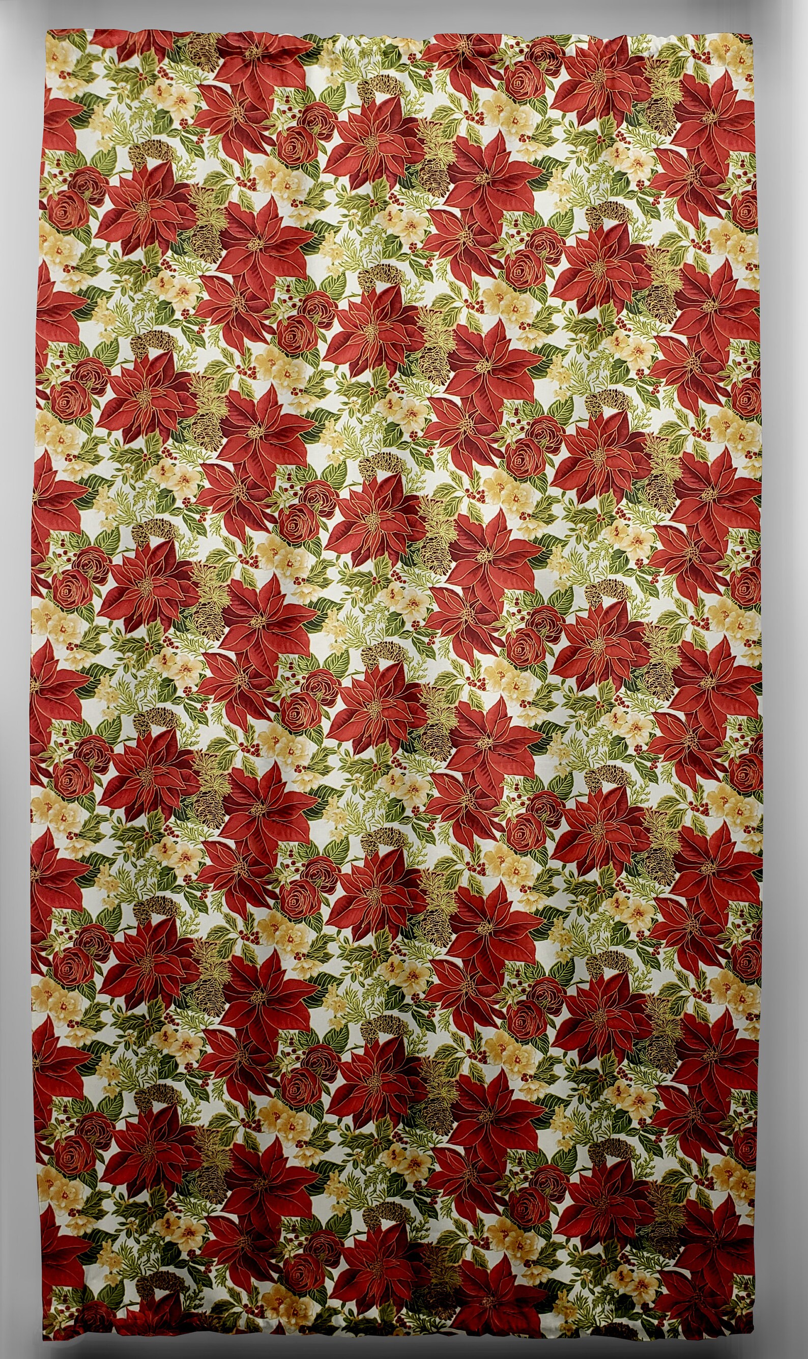 Christmas Poinsettia French Door Curtain Panel with Tie Back (Double Sided) - image 1 of 1