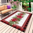 thumbnail image 1 of Christmas Poinsettia Outdoor Rug 6x9 Ft, Non Slip Washable Area Rug, Xmas Botanical Pine Cones Red Plaid Patio Rugs Carpet Runner, Large Floor Mat for Indoor/Outdoor Deck Porch Camping, 1 of 8
