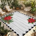 thumbnail image 1 of Christmas Poinsettia Outdoor Rug for Patio/Deck/Porch, Non-Slip Large Area Rug 3 x 5 Ft, Winter Xmas Pine Needle Cone Wooden Indoor Outdoor Rugs Washable Area Rugs, Camping Rug Carpet Runner, 1 of 8