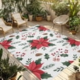 thumbnail image 1 of Christmas Poinsettia Outdoor Rug for Patio/Deck/Porch, Non-Slip Large Area Rug 4 x 6 Ft, Xmas Pine Fruit Berry Red Floral Indoor Outdoor Rugs Washable Area Rugs, Reversible Camping Rug Carpet Runner, 1 of 8