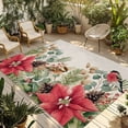 thumbnail image 1 of Christmas Poinsettia Outdoor Rug for Patio/Deck/Porch, Non-Slip Large Area Rug 5 x 7 Ft, Xmas Birds Berries Eucalyptus Botanical Indoor Outdoor Rugs Washable Area Rugs, Camping Rug Carpet Runner, 1 of 8
