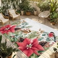 thumbnail image 1 of Christmas Poinsettia Outdoor Rug for Patio/Deck/Porch, Non-Slip Large Area Rug 5 x 7 Ft, Xmas Cardinal Pine Cone Branches Indoor Outdoor Rugs Washable Area Rugs, Reversible Camping Rug Carpet Runner, 1 of 8