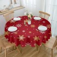 thumbnail image 1 of Christmas Poinsettia Pine Needles Round Tablecloth Wedding Hotel Table Cover Holiday Dining Table Waterproof Tablecloth, 1 of 7