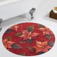 thumbnail image 1 of Christmas Poinsettia Red Flower Round Carpet Circle Rug Outdoor Patio Area Rug Washable Large Area Rugs Hallway Room Decor Fitness Mats, 1 of 8