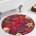 thumbnail image 1 of Christmas Poinsettia Red Flower Round Carpet Circle Rug Outdoor Patio Area Rug Washable Large Area Rugs Hallway Room Decor Fitness Mats, 1 of 8