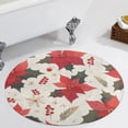 thumbnail image 1 of Christmas Poinsettia Red Flower Round Carpet Circle Rug Outdoor Patio Area Rug Washable Large Area Rugs Hallway Room Decor Fitness Mats, 1 of 8