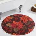 thumbnail image 1 of Christmas Poinsettia Red Flower Round Carpet Circle Rug Outdoor Patio Area Rug Washable Large Area Rugs Hallway Room Decor Fitness Mats, 1 of 8
