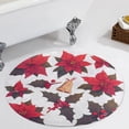 thumbnail image 1 of Christmas Poinsettia Red Flower Round Carpet Circle Rug Outdoor Patio Area Rug Washable Large Area Rugs Hallway Room Decor Fitness Mats, 1 of 8