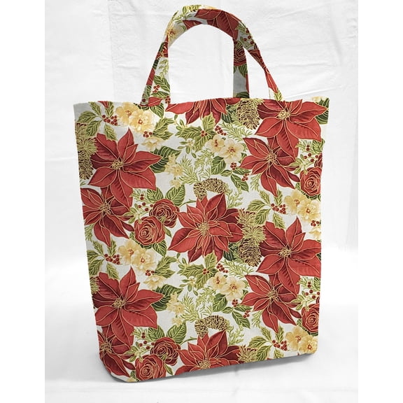Christmas Poinsettia Tote Bag (Small Oval Tote)