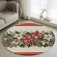 thumbnail image 1 of Christmas Poinsettia Round Rug 3ft Washable Circle Entryway Rugs Non Slip Winter Xmas Berry Leaf on Linen Area Rug Indoor Floor Carpet for Bedroom Kitchen Living Room Home Office Dining Room Nursery, 1 of 8