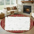 thumbnail image 1 of Christmas Poinsettia Round Rug 5ft Washable Circle Kitchen Rugs Non Slip Xmas Botanical Pine Cones Red Plaid Large Area Rug Indoor Floor Carpet for Bedroom Living Room Home Office Dining Room Nursery, 1 of 8