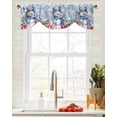 thumbnail image 1 of Christmas Poinsettia Snowman Window Curtain for Living Room Christmas Kitchen Cabinet Tie-up Valance Curtain Rod Pocket, 1 of 6