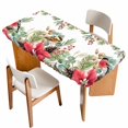 thumbnail image 1 of Christmas Poinsettia Table Cloths for 4 Foot Rectangle Tables, Xmas Cardinal Pine Cone Branches Patio Waterproof Elastic Fitted Tablecloths, Washable Rectangular Table Cover for Camping, 1 of 8