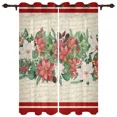 Christmas Poinsettia Watercolor Window Curtains for Living Room Bedroom