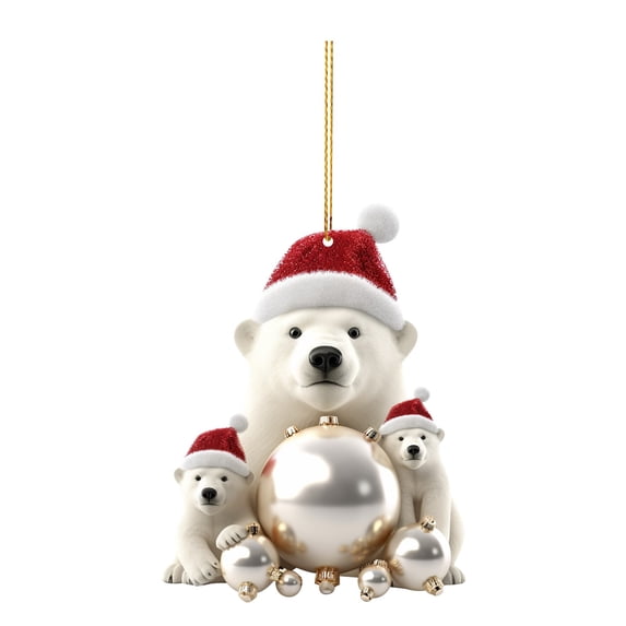 Christmas Polar Bear Acrylic Pendant Christmas Decoration Pendant Christmas Tree Pendant Car Pendant Holiday Decorations Hangs Home Decor