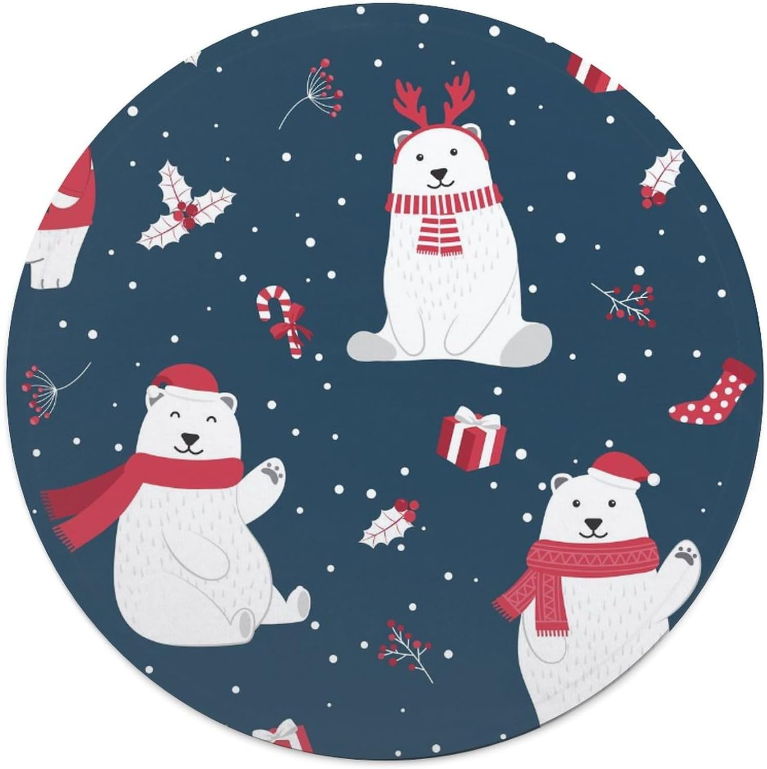 Christmas Polar Bear Round Soft Baby Blankets for Boys Girls, Newborn