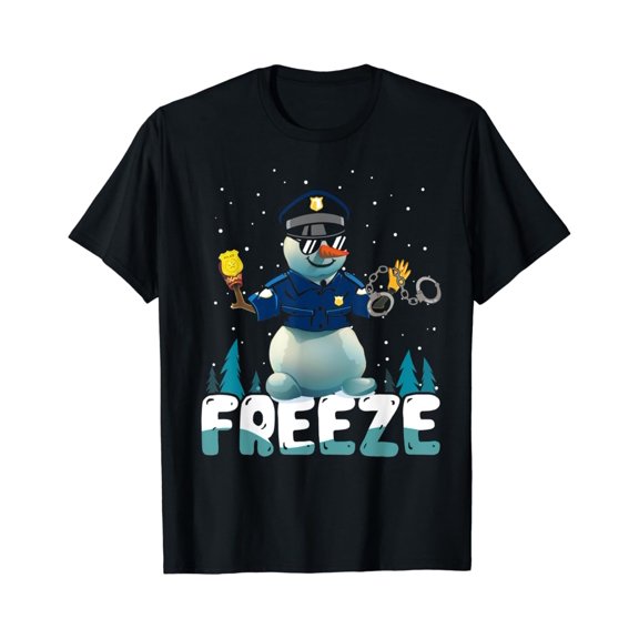 Christmas Police Freeze Cop Snowman Officer Holiday T-Shirt, Size S-5XL