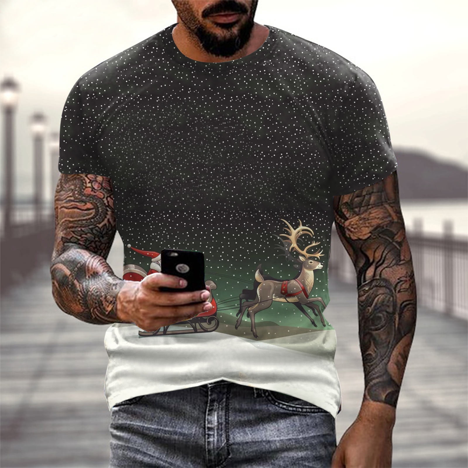 Christmas Golf Shirts For Men Mens Fashion Casual Sports Ffitness Outdoor  3D Digital Printing T Shirt Short Sleeve Polyester 