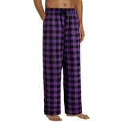 SANBONEPD Christmas Polyester Full-Length Plaid Spandex Pajama Cargo Pants for Men Purple Sleepwear Mens Pajamas Sleep Long Pant With Pockets Soft PJ Bottoms Classic Home Wear Elastic Waist XL