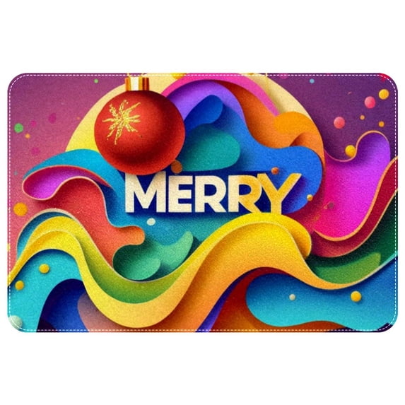Christmas Polyester Non-Slip Machine Washable Indoor Rug Floor Mat Chair Rug