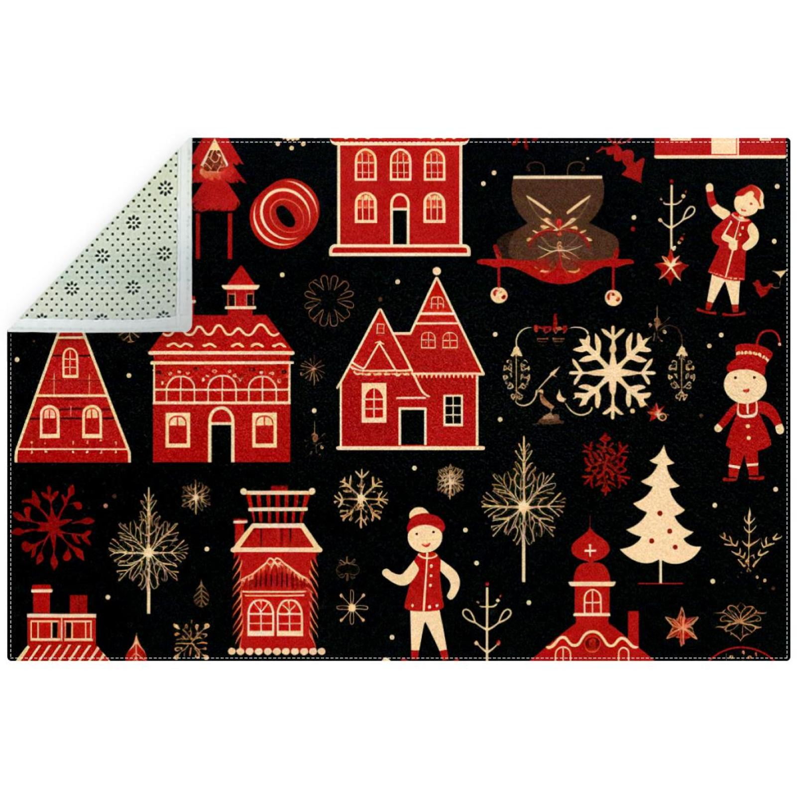 Christmas Polyester RightAngle Floor Mat Durable Entryway Rug for