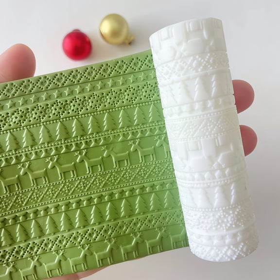 Christmas Polymer Clay Texture Roller - Embossing Tool with Festive Sweater, Reindeer & Snowflake Patterns for Jewelry and Craft Making