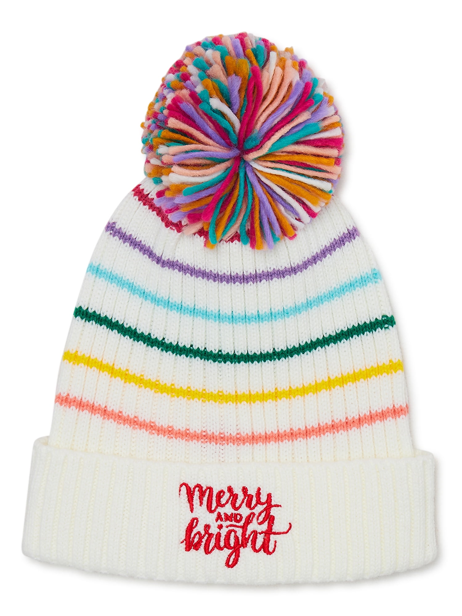 Christmas Pom Pom Beanie Merry and Bright Multi-Color  display picture 1
