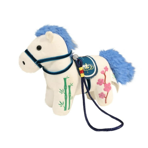 Christmas Pony Cute Plush Doll Figurine,Bamboo and Cherry Blossoms Pattern,Pendant Ornament for Car Ornaments Home Office Store Restaurant Tabletop Decor(Style E)