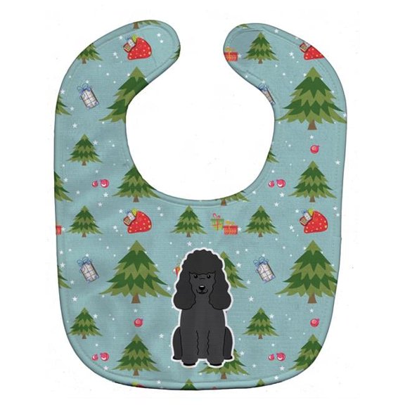 Christmas Poodle Black Baby Bib