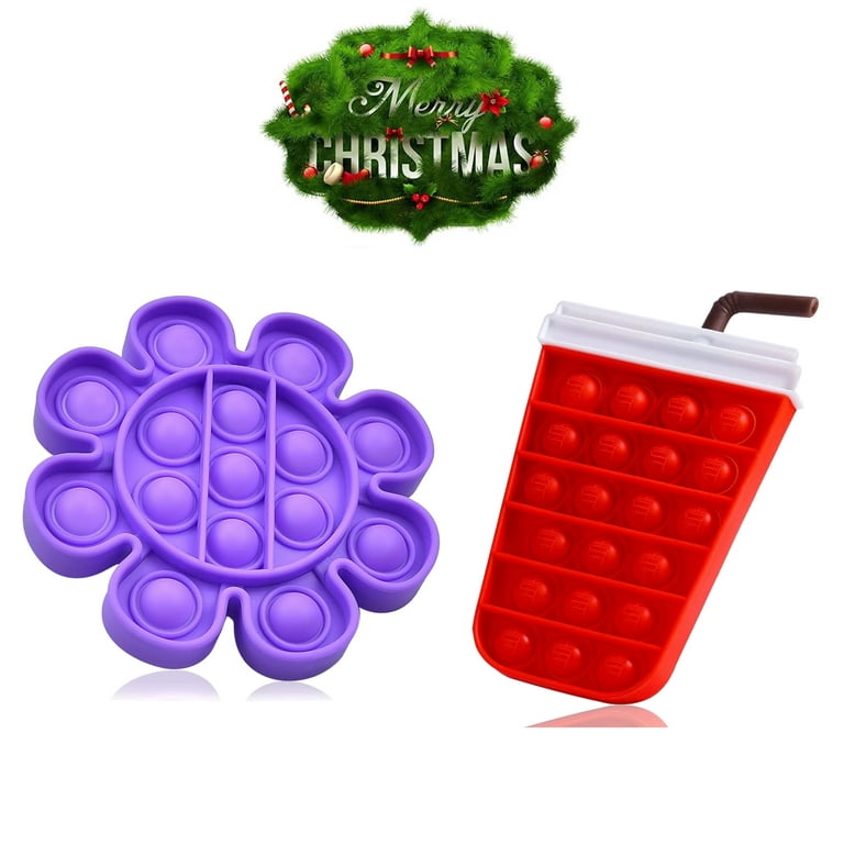 Christmas Pop Fidget Toy - Santa Christmas Tree Popper Fidget Bubbles  Silicone Push Squeeze Sensory Toy,for Kids Children Adults ADHD Autism  Special Needs Stress Relieving Home Decorations (2 Pack) 