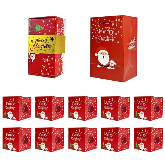 Christmas Pop-Up Box Set, 10PC Bouncing Box + Gift Box + Gift Bag, Paper DIY Surprise Box, Birthday Proposal Gift Box, Holiday Gift Packaging