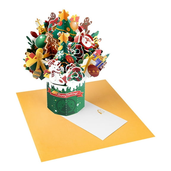 Christmas Pop-Up Card for Her and Him - 3D Holiday Greeting Cards - Christmas Tree Warm Wishes - Blank Note Card & Envelope Included