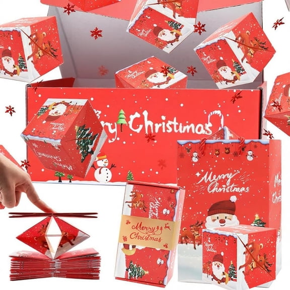 Christmas Pop-Up Surprise Gift Box, Folding Bouncing Cash Pop Up Gift Boxes, for Xmas, Birthday, Anniversary