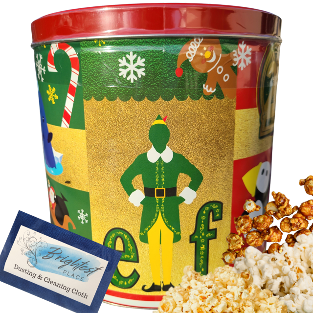 Christmas Popcorn Gift Tin Holiday Elf Son Nutcracker Green 20th Anniversary Gift Pop Popped