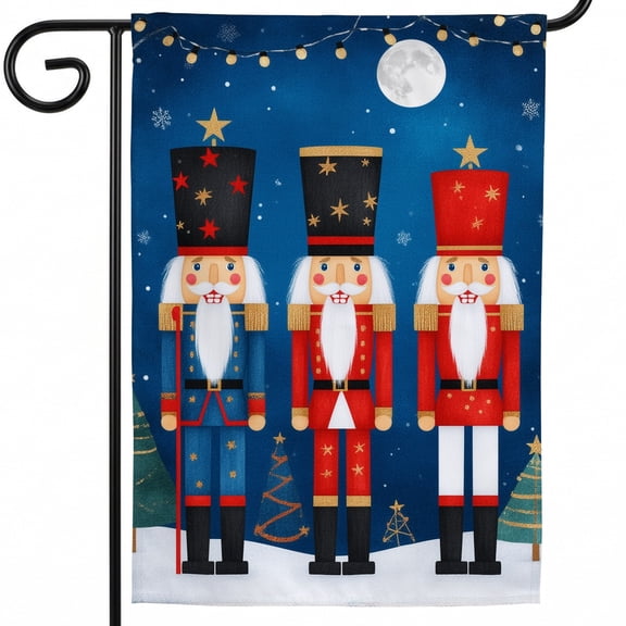 Christmas Porch Flag,A group of three nutcrackers standing next to each other,28 x 40 in,Xmas Flag for Outside,Xmas Lawn Decorations