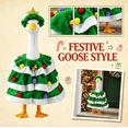 thumbnail image 1 of Christmas Porch Goose Outfit Holiday Costume with Green Tree Skirt and Santa Hat for Concrete Goose Clothes Outdoor Garden Statue Decor Accessories, 1 of 7