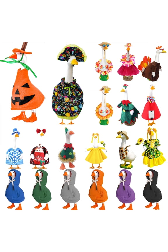 Christmas Porch Goose Outfit Clothes for Plastic Goose Statue, Holiday Lawn Goose Clothing Garden Costume, Cute Winter Patio Yard Decoration for Outdoor Christmas Party and Festiv, HAODEJW