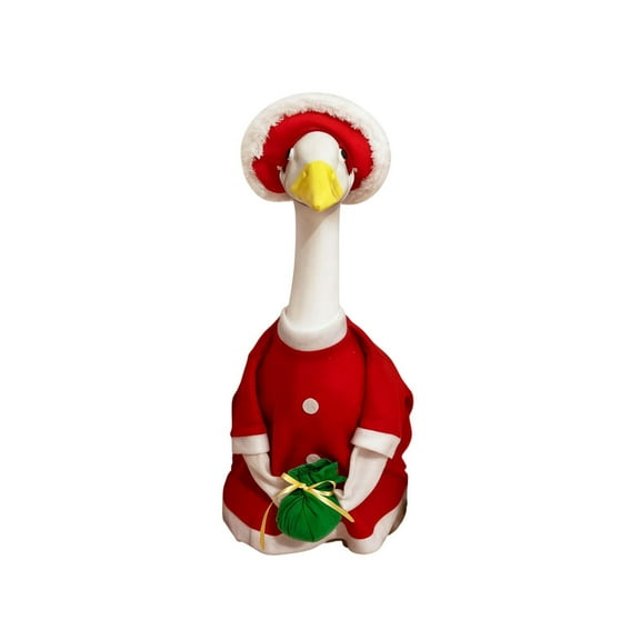 Christmas Porch Goose Outfits for 23" Statue Xmas Hat Lawn Plastic Cement Goose Statue Clothes Costume for Garden Christmas Decoration Party Patio Yard Outdoor
