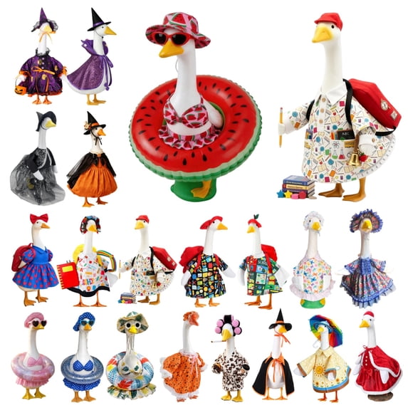 Christmas Porch Goose Outfits, Warm Holiday Style Clothes for 23 Inch Goose Statue, Beautiful Decor for Yard, Patio and Christmas Scene Layout