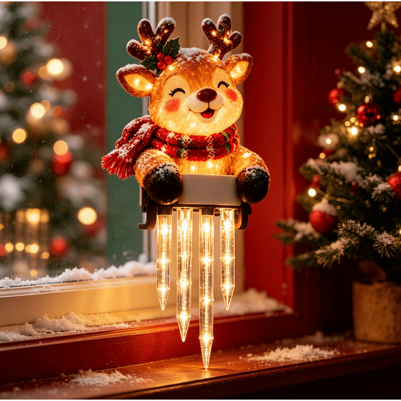 Christmas Porch Railing Lights, Reindeer Led Christmas Railing Light Reusable Holiday Decoration For Entryway