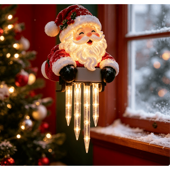Christmas Porch Railing Lights, Santa Claus Led Christmas Railing Light Reusable Holiday Decoration For Entryway