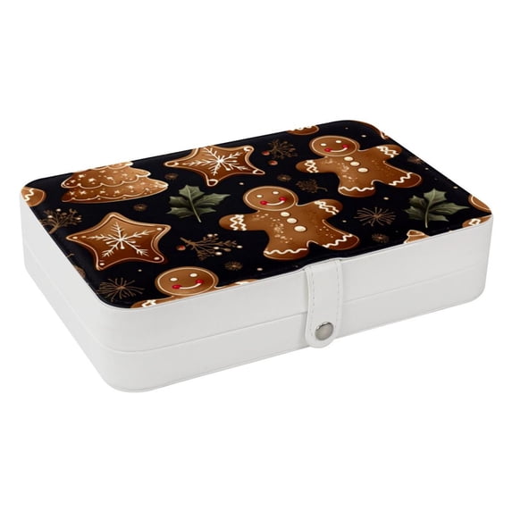 Christmas Portable PU Leather Earring Organizer with Removable Compartment and Necklace Holder – Jewelry Stand Included