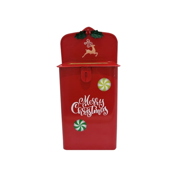 Christmas Post Box Santa Letter Box, Metal Letters to Santa Mailbox, Festive Holiday Home & Tabletop Décor, Xmas Decorations, Fireplace, Porch, Indoor Outdoor Seasonal Display, Holiday Gift Accent