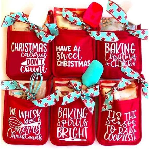Christmas Pot Rack Baking, 2026 New Christmas Pot Holders with Pockets, Christmas Oven Mitts Ornament, Cooking Baking Cookie Pack for Neighbors Friends Coworker