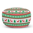 thumbnail image 1 of Christmas Pouf Cover with Zipper, Knit Style Graphic Reindeer Star and Snowflake Holiday Family Theme, Soft Decorative Fabric Unstuffed Case, 30" W X 17.3" L, Red Green White, by Ambesonne, 1 of 3