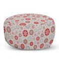 thumbnail image 1 of Christmas Pouf Cover with Zipper, Ornate Snowflakes Pattern in Circles Dots Winter Themed Old Fashioned Print, Soft Decorative Fabric Unstuffed Case, 30" W X 17.3" L, Ruby Pale Grey, by Ambesonne, 1 of 3