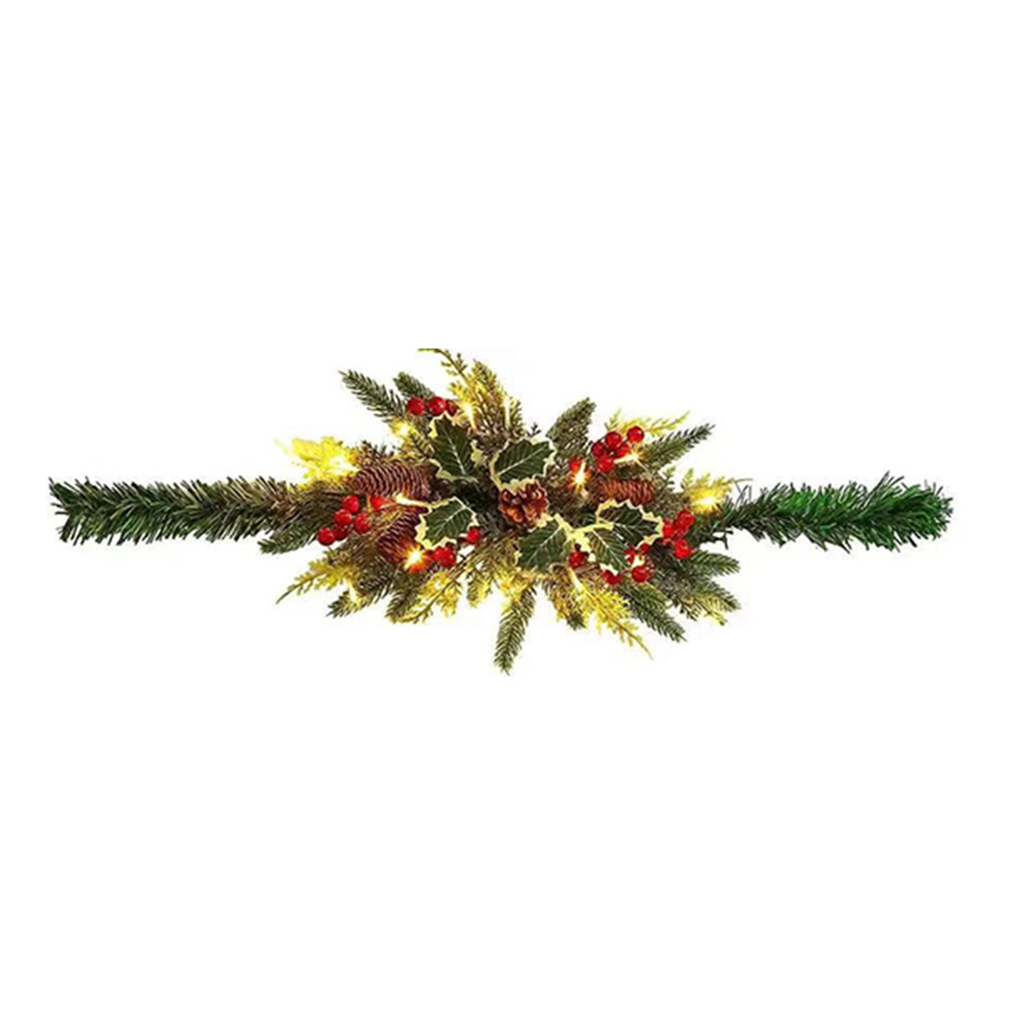 Christmas Prelit Artificial Garland Decorations with Berries Cones