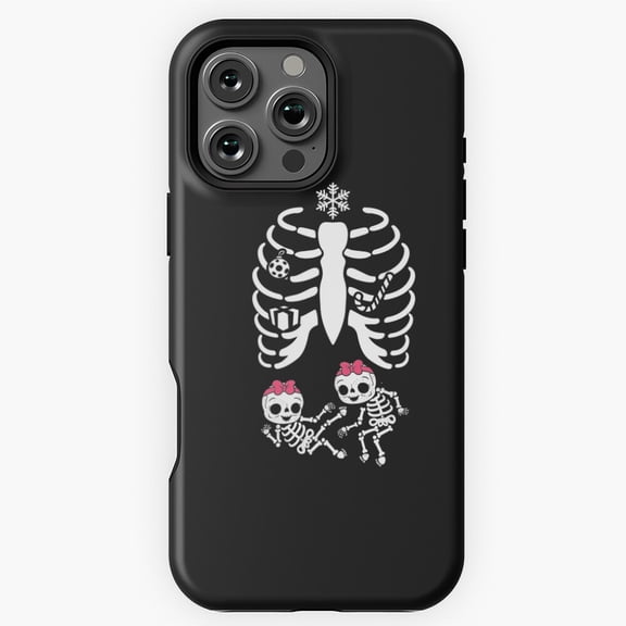 Christmas Pregnancy Shirt Twin Girls Xray Skeleton Soon Mom Phone Case for iPhone 16 15 14 13 12 11 Pro Max M5907688